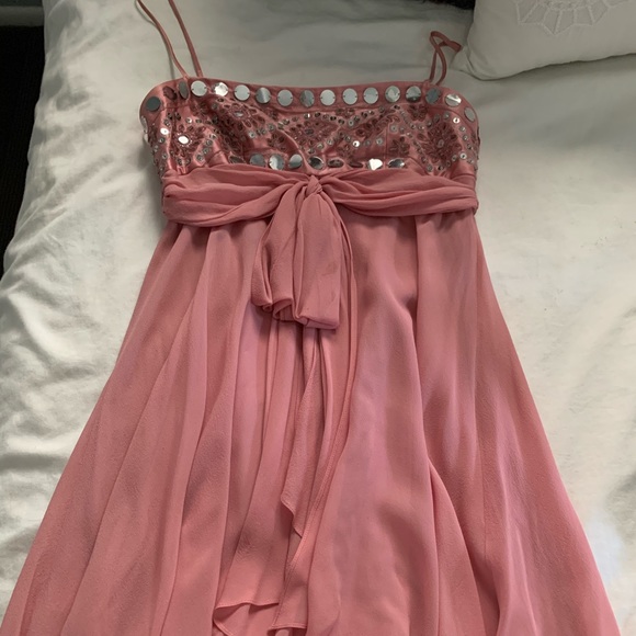 open lace back dress BCBGMAXAZRIA Embellished Cutout-Neck Drop-Waist Dress – Runway Catalog main image 1